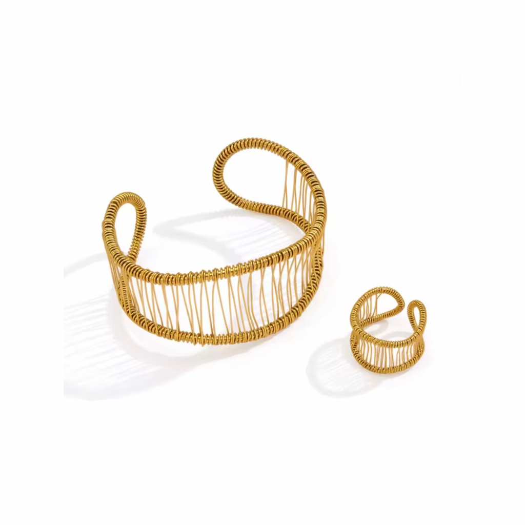 Wire Wrap Cuff & Ring Set | Adjustable Gold Set – Jewelry & Art