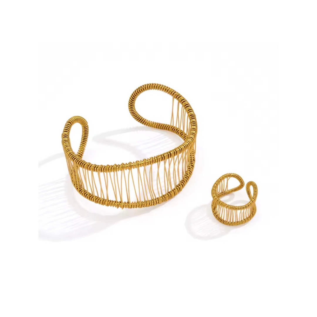 Wire Wrap Cuff & Ring Set | Adjustable Gold Set – Jewelry & Art